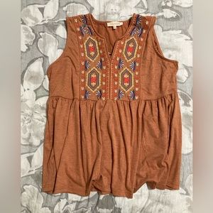 Earthy Embroidered Tank Top